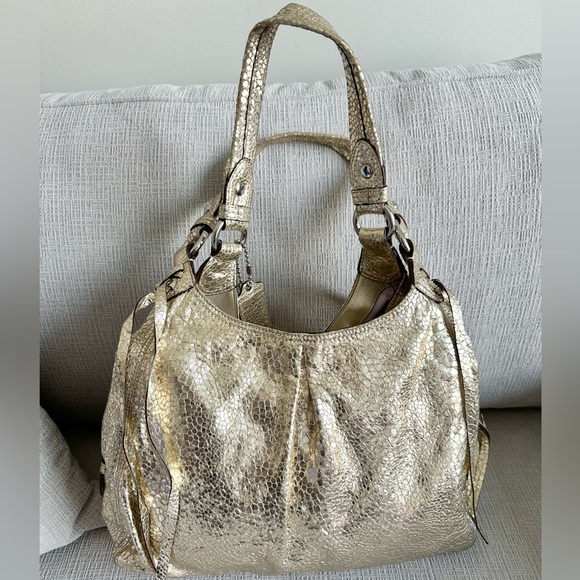 Coach Metallic Crocodile Textured Satchel - Picture 3 of 11